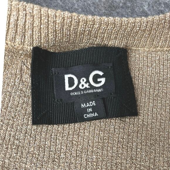 Dolce & Gabbana Women’s Gold Shimmer Long Button Up Cardigan Dress Silk Size XS - Picture 4 of 8